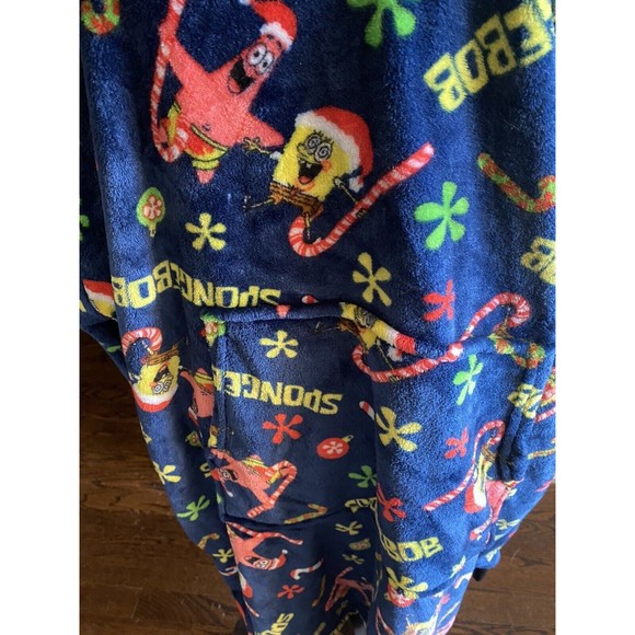 SpongeBob Squarepants Blanket Hoodie Pullover Robe Hooded One Size Patrick Xmas - Picture 3 of 9